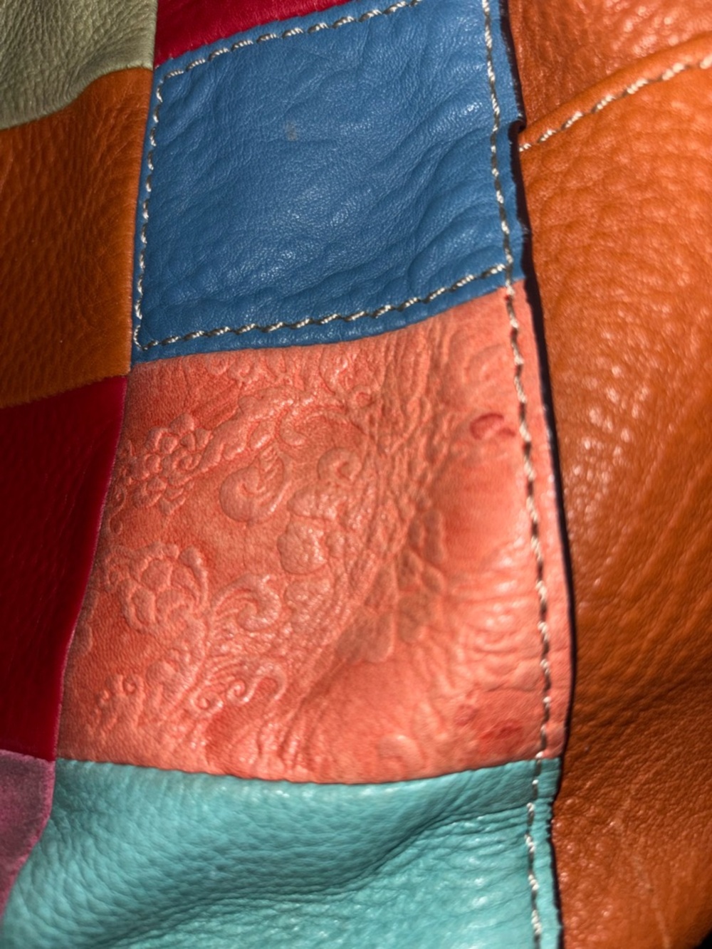 Fossil Multicolor Patchwork Leather Tote Bag - Brown Trim - Picture 9 of 9